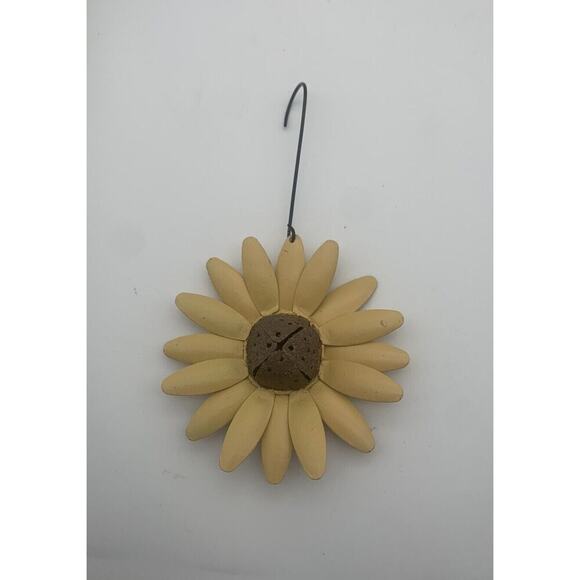 Vintage Jingle Bell Sunflower Sun Flower Ornament Decor Spring Summer Metal 4" - Picture 2 of 5